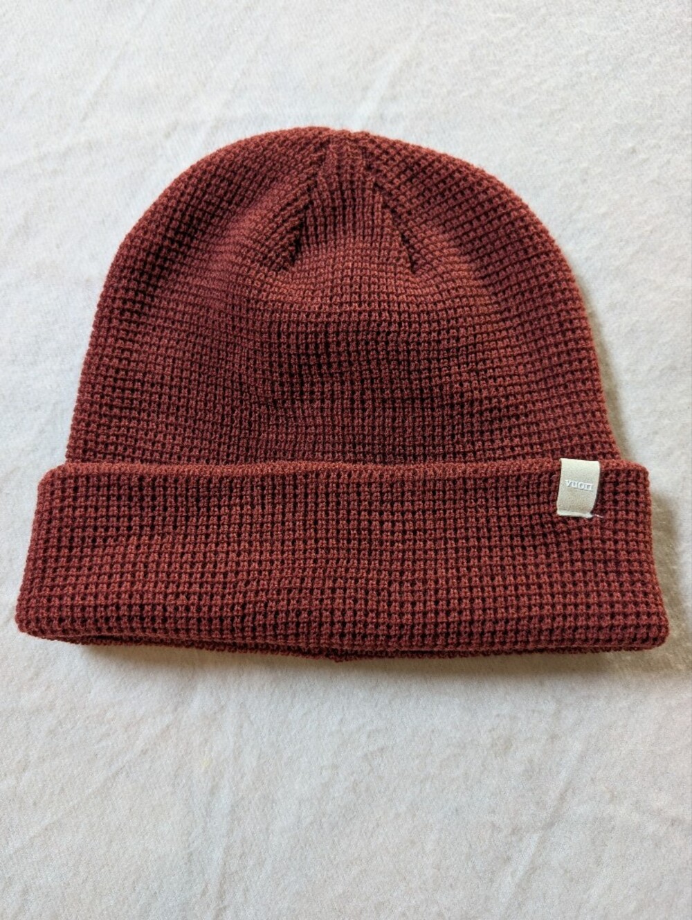 Vuori Waffle Knit Beanie in Burgundy